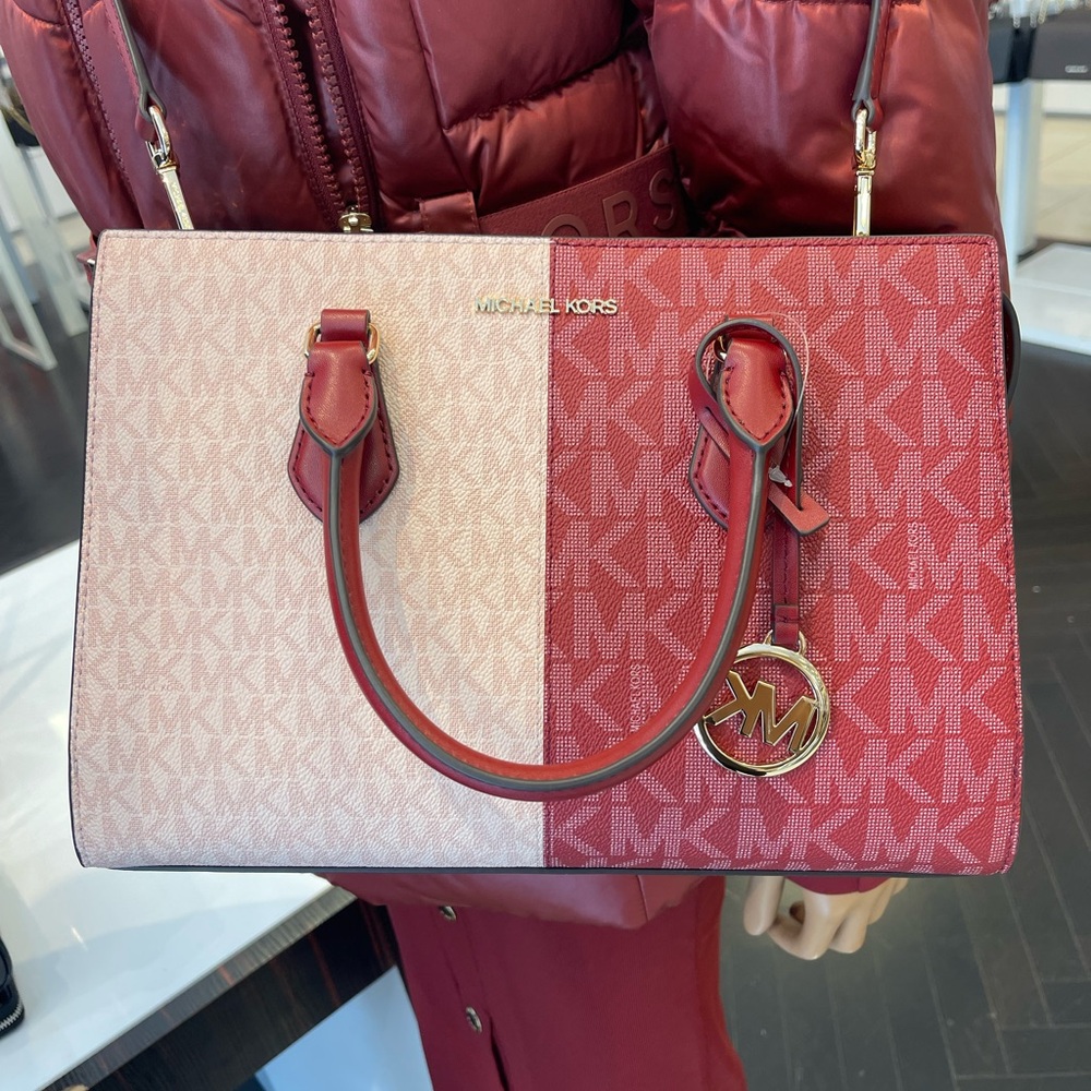 MICHAEL KORS Sheila Medium Two-Tone Metallic Signature Logo Satchel
Cherry Multi - Picture 8 of 16